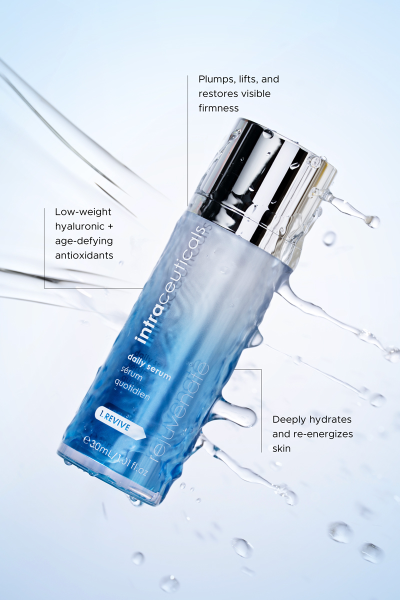 Rejuvenate Daily Serum - Plumps, lifts and restores visible firmness Low-weight Hyaluronic Acid - Intensely hydrates, plumps and helps to promote cellular regeneration